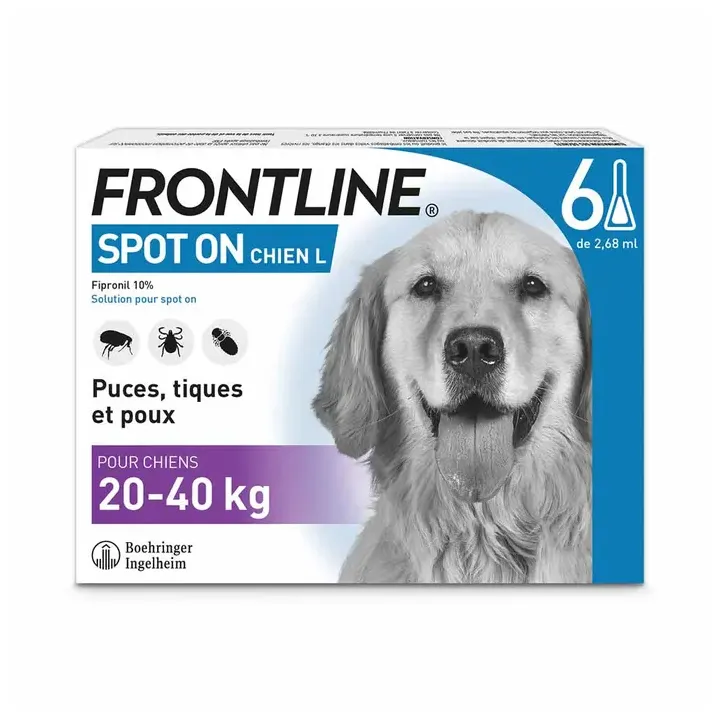 Spot On chien 20-40 kg Frontline - 6 pipettes de 2,68ml