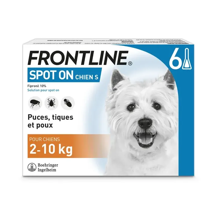 Spot On chiens 2-10 kg Frontline - 6 pipettes de 0,67ml