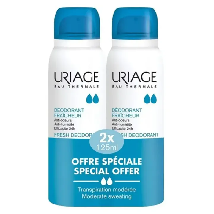 D&eacute;odorant fra&icirc;cheur offre sp&eacute;ciale Uriage - lot de 2 sprays de 125ml