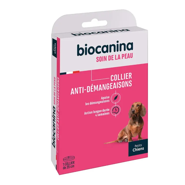 Collier anti-d&eacute;mangeaisons soin de la peau petits chiens Biocanina - un collier de 35cm
