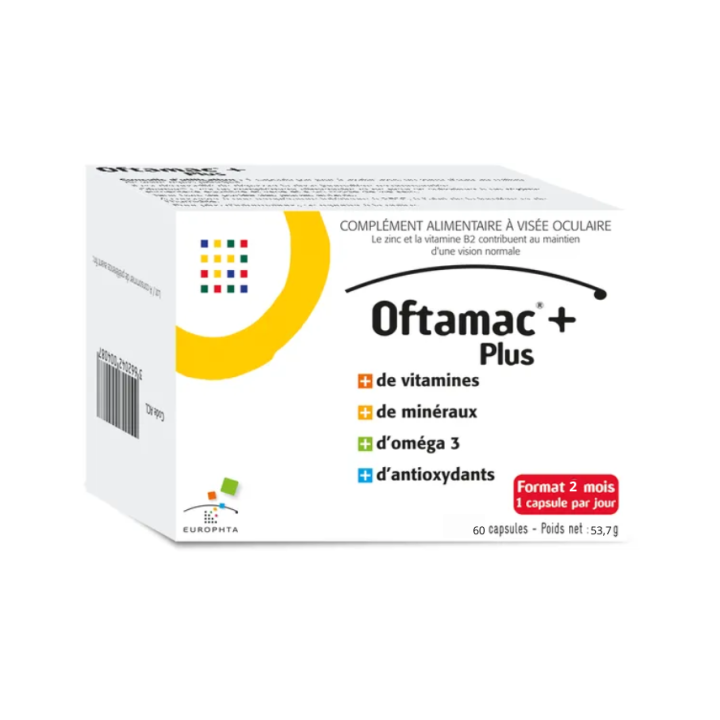 Oftamac+ plus vis&eacute;e oculaire Europhta - boite de 60 capsules
