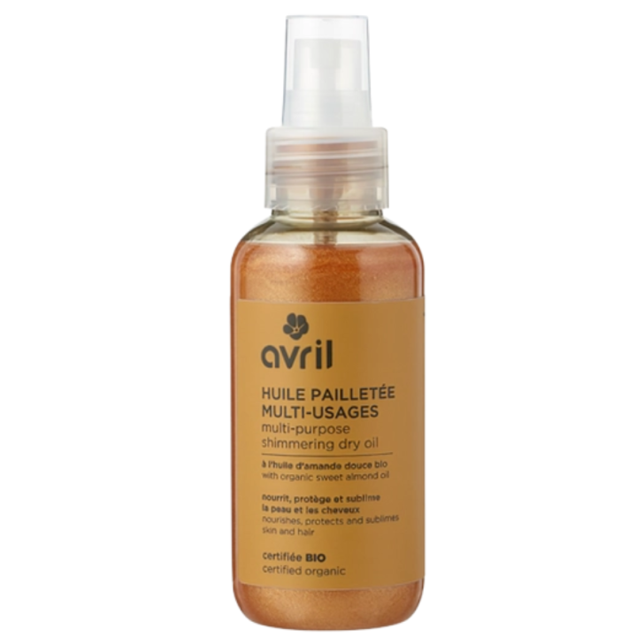 Huile paillet&eacute;e multi-usages bio Avril - spray de 100ml