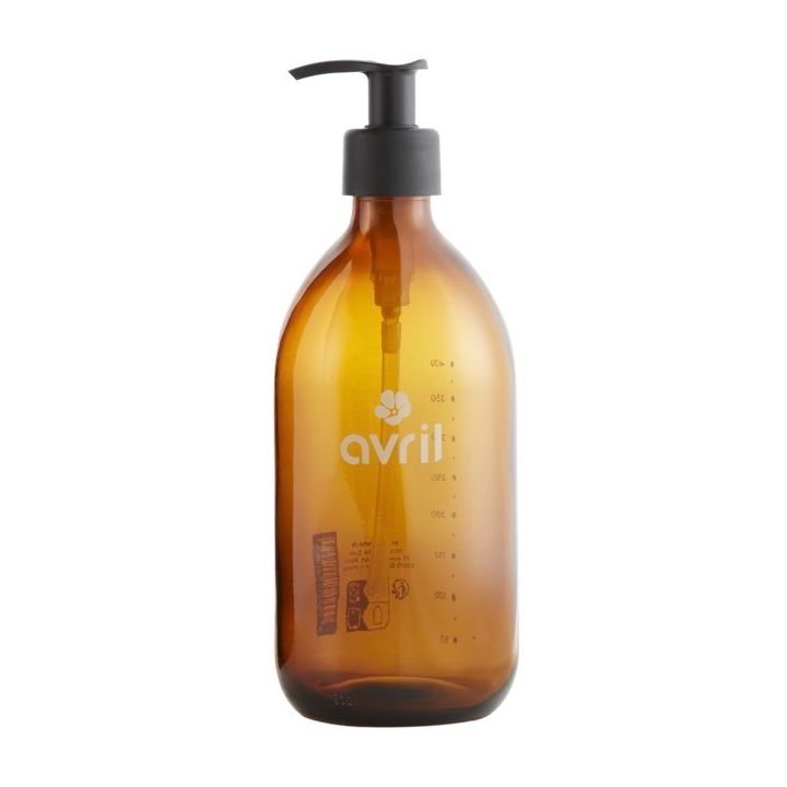 Flacon rechargeable en verre ambr&eacute; Avril - flacon de 500ml vide