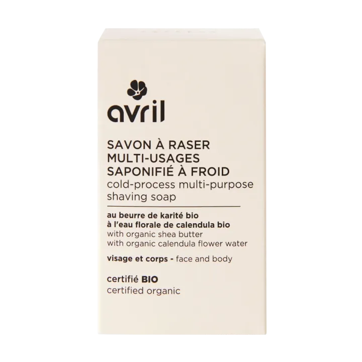 Savon &agrave; raser multi-usages saponifi&eacute; &agrave; froid Avril - savon de 95g