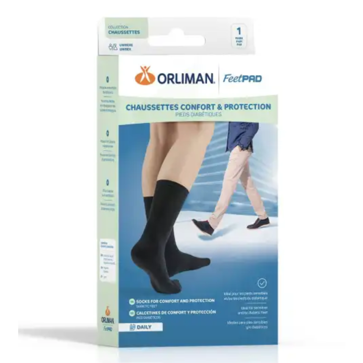 Chaussettes confort et protection pieds diab&eacute;tiques Orliman - une paire de chaussettes 