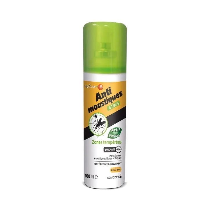Expert 1.2.3 spray r&eacute;pulsif anti- moustiques et tiques zones temp&eacute;r&eacute;es Novodex - spray de 100ml