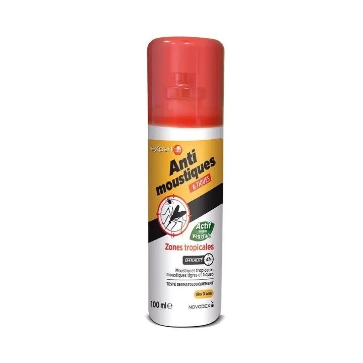 Expert 1.2.3 spray r&eacute;pulsif anti- moustiques et tiques zones tropicales Novodex - spray de 100ml