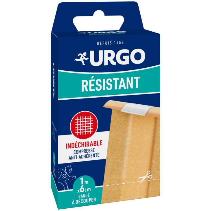 Bande &agrave; d&eacute;couper en tissu r&eacute;sistant Urgo - 1 bande &agrave; d&eacute;couper de 1m x 6cm