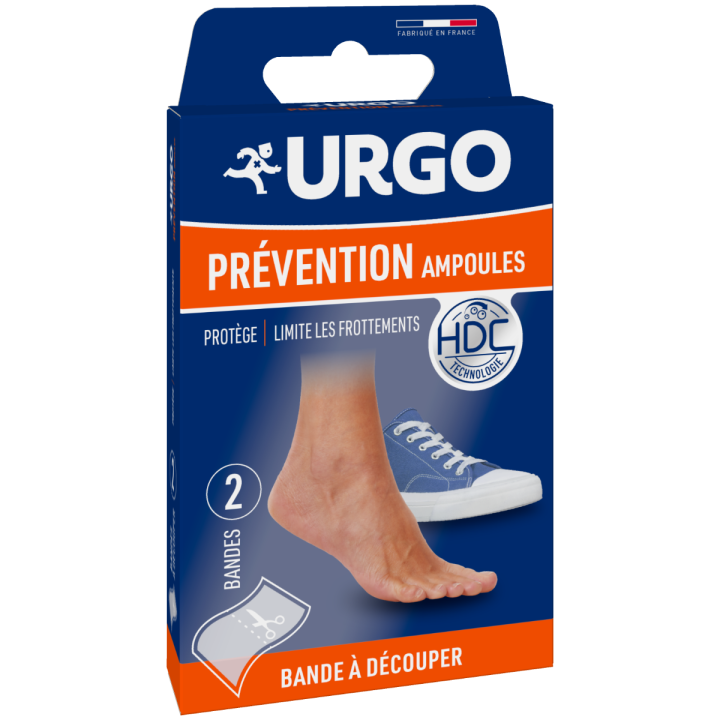 Pr&eacute;vention ampoules Urgo - 2 bandes hydrocollo&iuml;des &agrave; d&eacute;couper