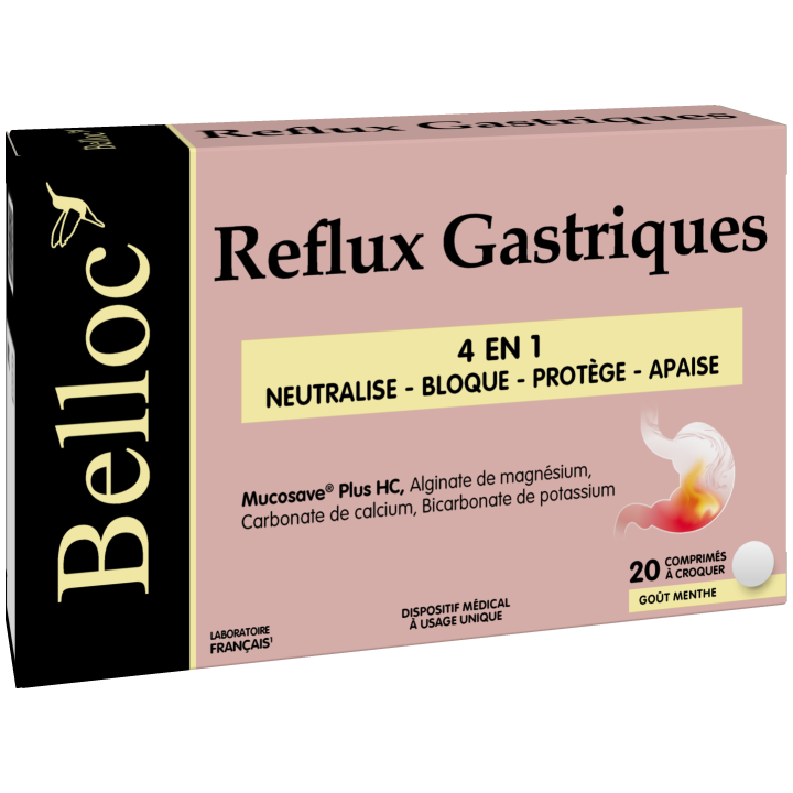 Reflux gastriques Belloc - boite de 20 comprim&eacute;s &agrave; croquer