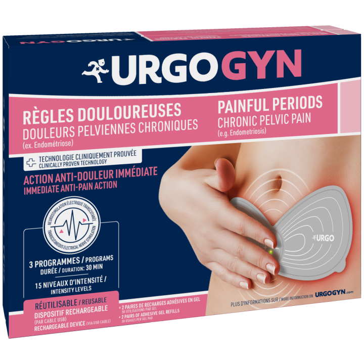 Patch &eacute;lectroth&eacute;rapie r&egrave;gles douloureuses Urgo - bo&icirc;te contenant 1 patch et 2 recharges