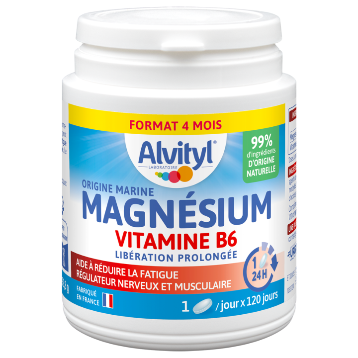 Magn&eacute;sium Vitamine B6 Alvityl - pot de 120 comprim&eacute;s