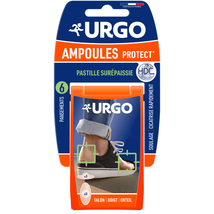 Ampoules protect pastille sur&eacute;paissie Urgo - 6 pansements 