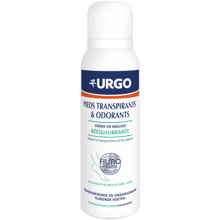 Cr&egrave;me mousse r&eacute;&eacute;quilibrante pieds transpirants Urgo - flacon de 125ml