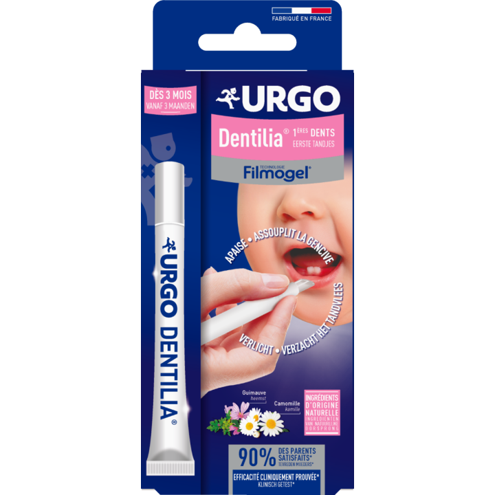 Filmogel dentilia premi&egrave;res dents d&egrave;s 3 mois Urgo - tube de 10 ml