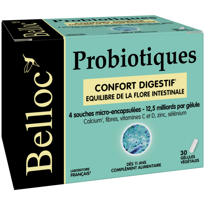 Probiotiques Confort digestif Belloc - bo&icirc;te de 30 g&eacute;lules v&eacute;g&eacute;tales