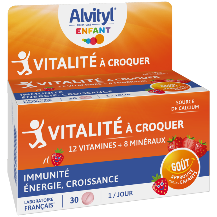 Alvityl vitalit&eacute; &agrave; croquer go&ucirc;t fraise - boite de 30 comprim&eacute;s