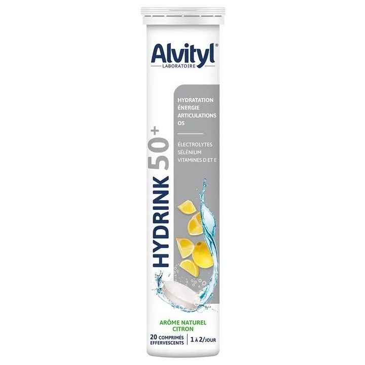Hydrink 50+ ar&ocirc;me naturel citron Alvityl - tube de 20 comprim&eacute;s effervescents