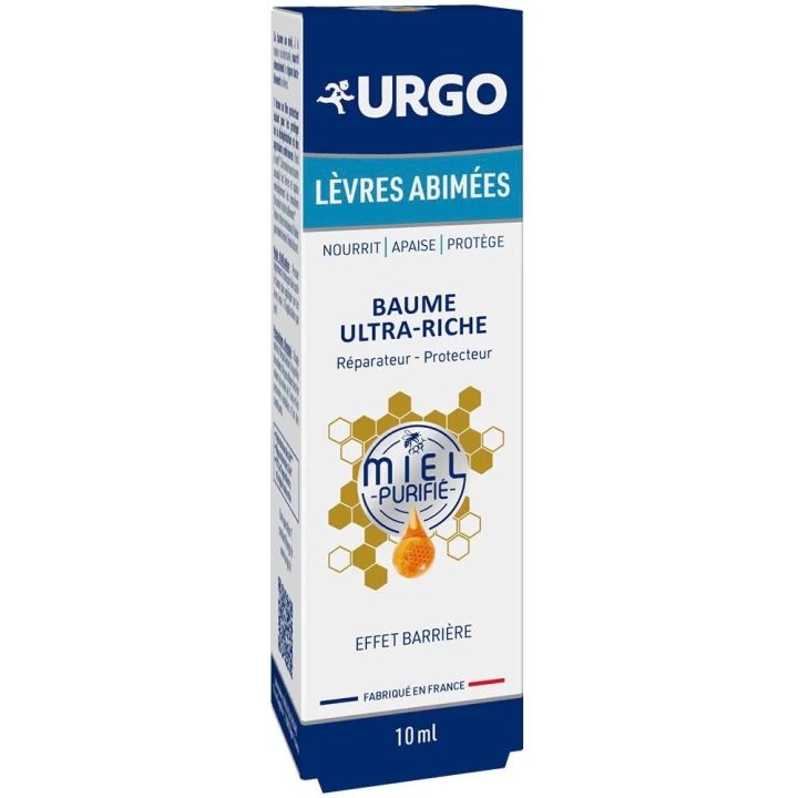 Baume ultra-riche l&egrave;vres abim&eacute;es au miel Urgo - tube de 10ml