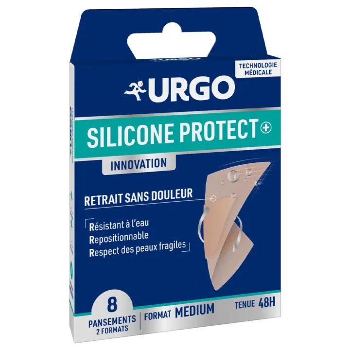 Silicone Protect+ innovation pansements format m&eacute;dium Urgo - boite de 8 pansements
