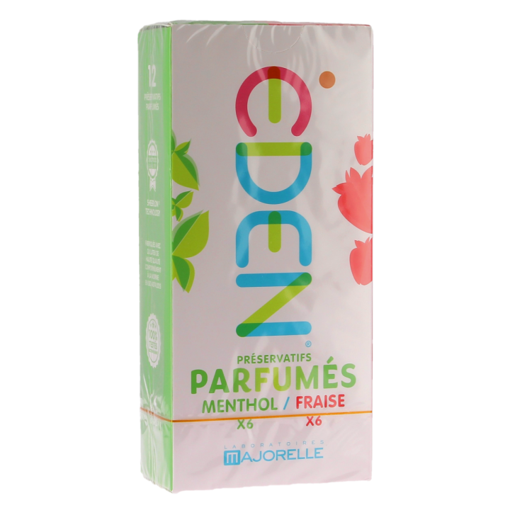 Eden pr&eacute;servatifs menthol / fraise Majorelle - boite de 12 pr&eacute;servatifs 