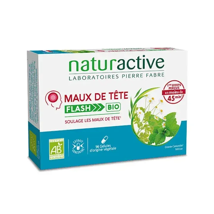 Maux de t&ecirc;te Flash bio Naturactive - bo&icirc;te de 14 g&eacute;lules 