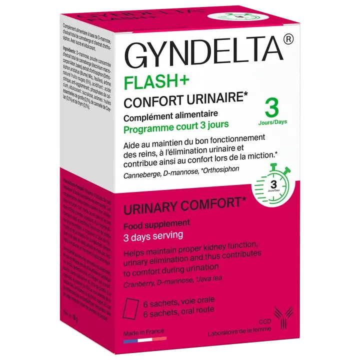 Gyndelta Flash+ confrot urinaire CCD - bo&icirc;te de 6 sachets