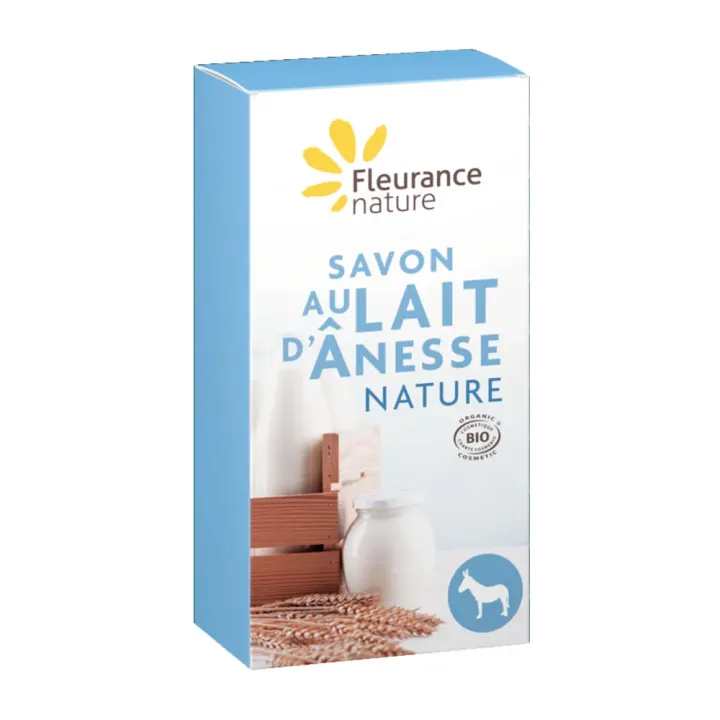 Savon au lait d'&acirc;nesse nature bio Fleurance nature - pain de 100g