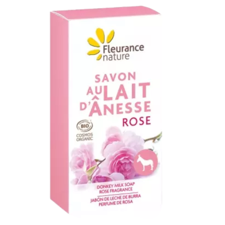 Savon au lait d'&acirc;nesse rose bio Fleurance nature - pain de 100g
