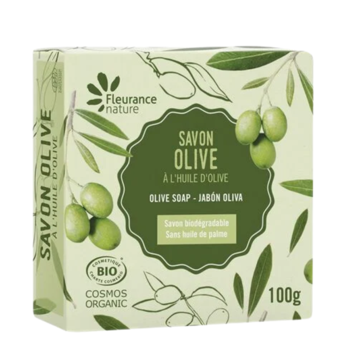 Savon olive &agrave; l'huile d'olive bio Fleurance nature - pain de 100g
