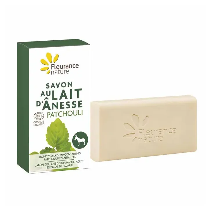 Savon au lait d'&acirc;nesse patchouli bio Fleurance nature - pain de 100g