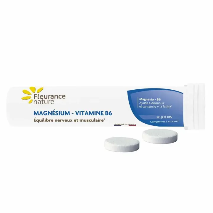 Magn&eacute;sium vitamine B6 Fleurance Nature - tube de 20 comprim&eacute;s 