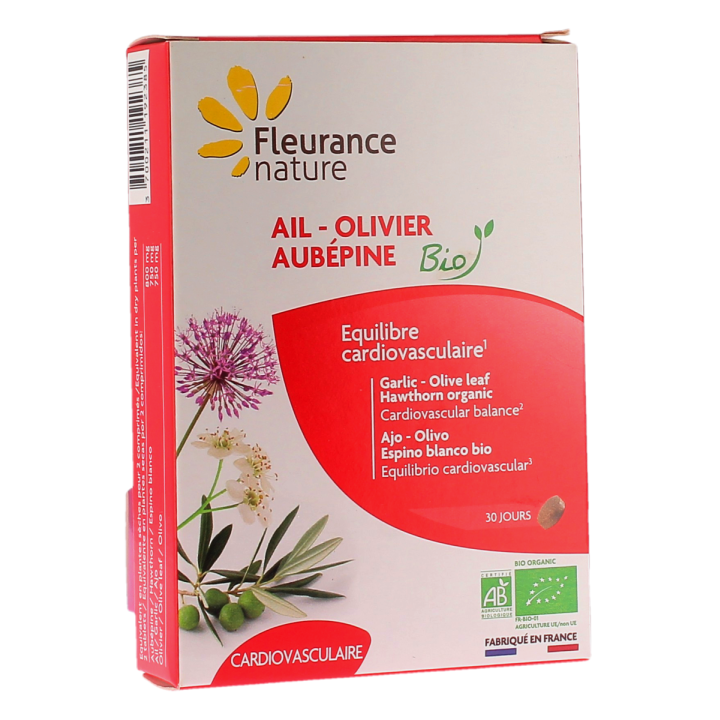 Ail olivier aub&eacute;pine bio Fleurance nature - bo&icirc;te de 60 comprim&eacute;s 