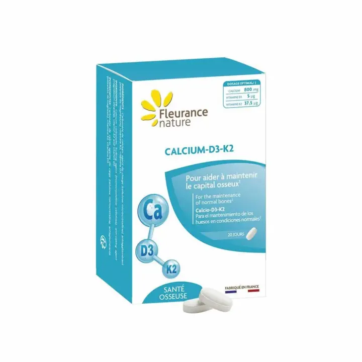 Calcium D3 K2 Fleurance nature - bo&icirc;te de 60 comprim&eacute;s 