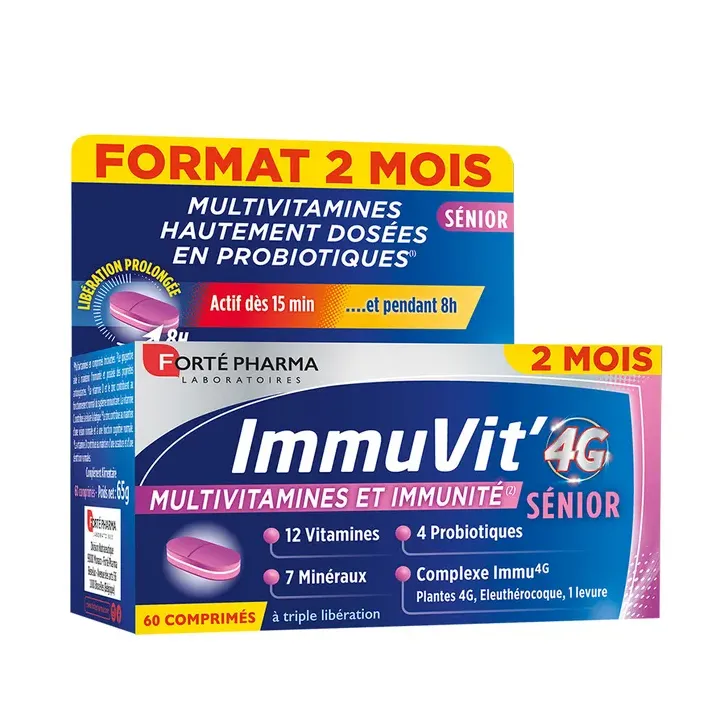 ImmuVit'4G multivitamines s&eacute;nior Fort&eacute; Pharma - boite de 60 comprim&eacute;s