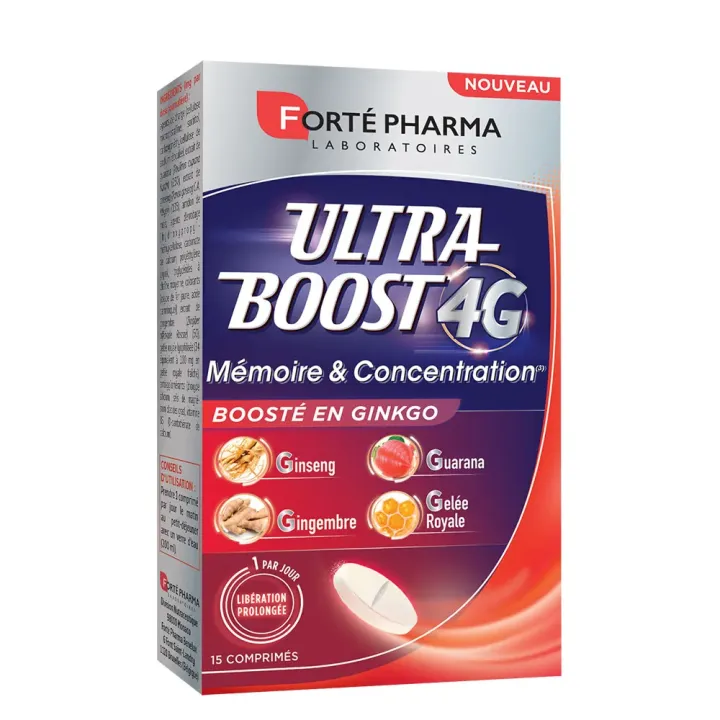Ultra Boost 4G m&eacute;moire et concentration Fort&eacute; Pharma - boite de 15 comprim&eacute;s 