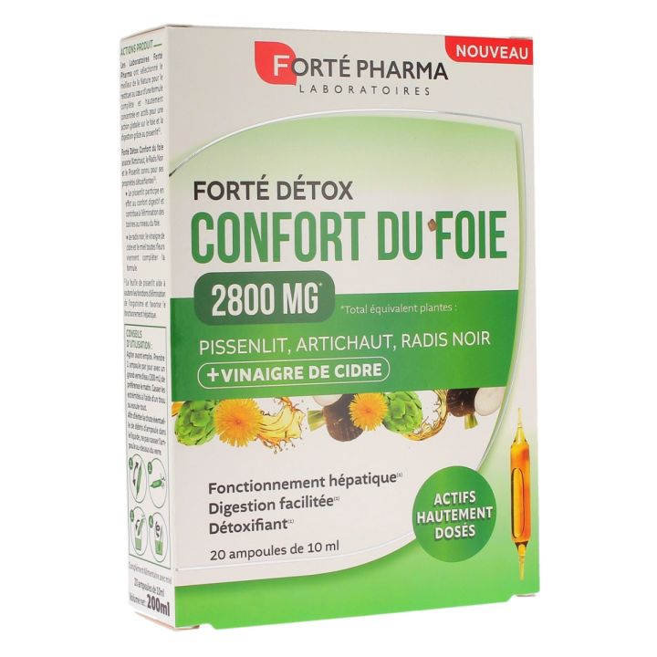 Fort&eacute; d&eacute;tox confort du foie 2800mg Fort&eacute; Pharma - boite de 20 ampoules de 10ml