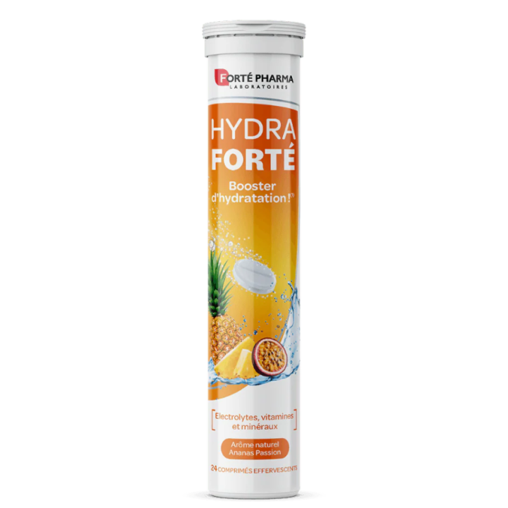 Hydra Fort&eacute; booster d'hydratation ar&ocirc;me naturel ananas passion Fort&eacute; Pharma - 24 comprim&eacute;s effervescents