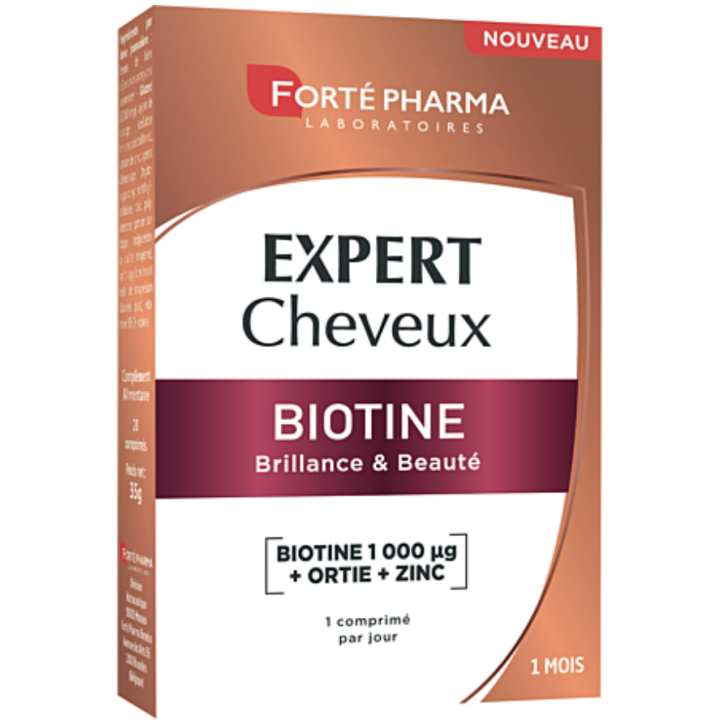 Expert cheveux biotine Fort&eacute; Pharma - boite de 30 comprim&eacute;s 