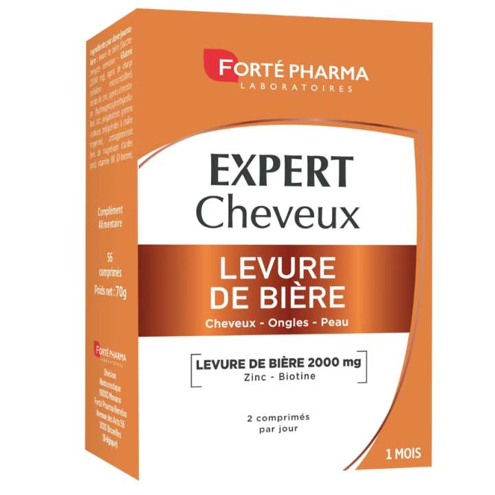 Expert cheveux levure de bi&egrave;re Fort&eacute; Pharma - boite de 56 comprim&eacute;s