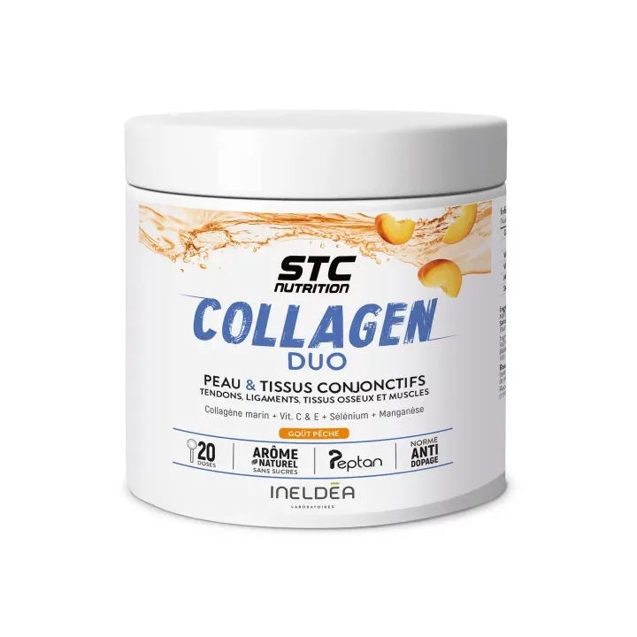 Collagen duo go&ucirc;t p&ecirc;che STC Nutrition - pot de 230g
