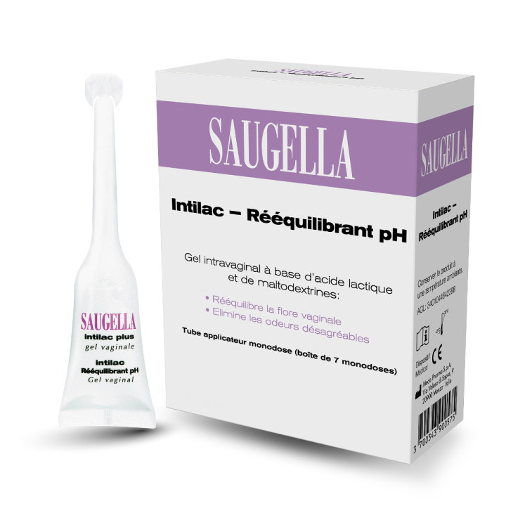 Gel intravaginal intilac r&eacute;&eacute;quilibrant pH saugella Mylan - boite de 7 monodoses de 5 ml