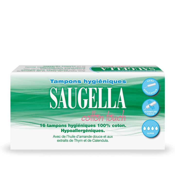 Cotton Touch Tampons hygi&eacute;niques super Saugella - bo&icirc;te de 16 tampons
