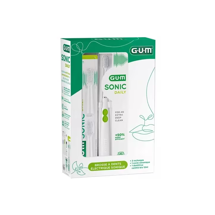 Sonic daily brosse &agrave; dents &eacute;lectrique sonique Gum - 4 produits 