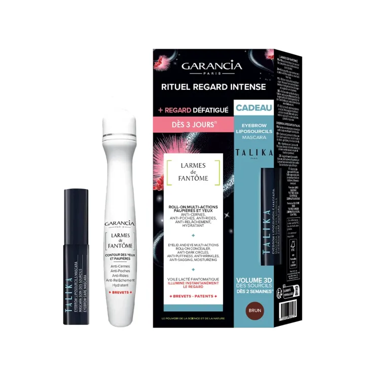 Coffret roll-on yeux Larmes de fant&ocirc;me + mascara sourcils brun offert Garancia - coffret de 2 produits