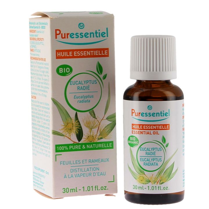 Huile essentielle Eucalyptus Radi&eacute; bio Puressentiel - flacon compte-goutte de 30ml