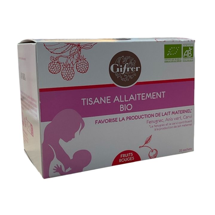 Tisane Allaitement bio fruits rouges Gifrer - bo&icirc;te de 20 sachets