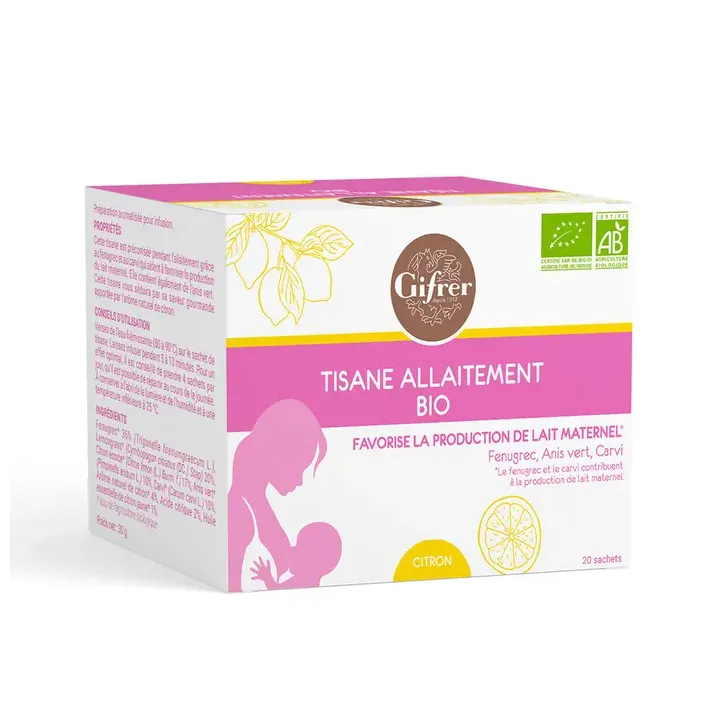 Tisane allaitement bio citron Gifrer - bo&icirc;te de 20 sachets 