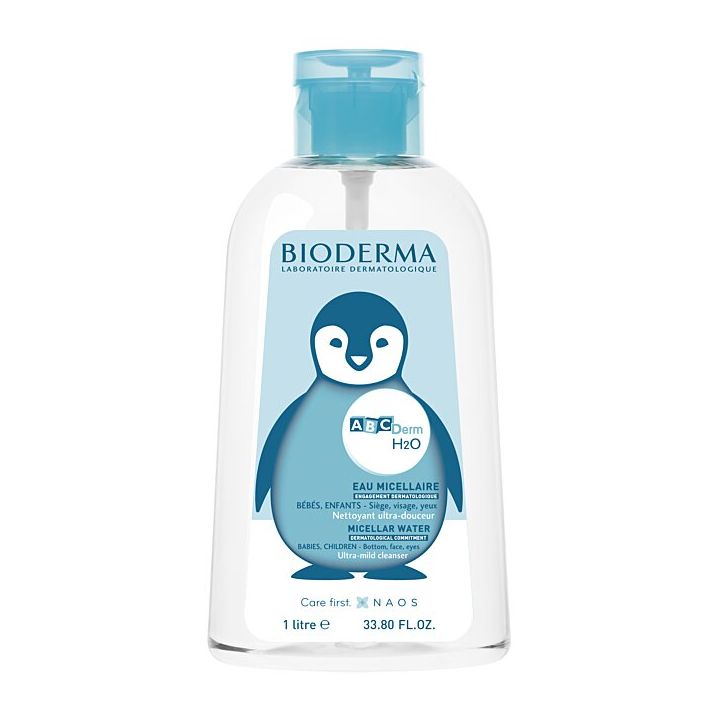 ABCDerm H2O Eau micellaire Bioderma - flacon &agrave; pompe de 1L