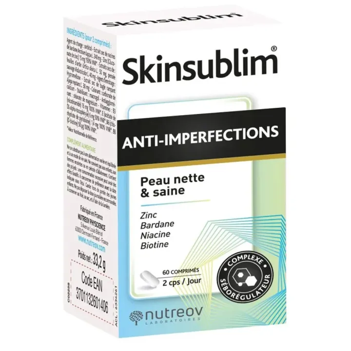 Skinsublim anti-imperfections Nutreov - pot de 60 comprim&eacute;s